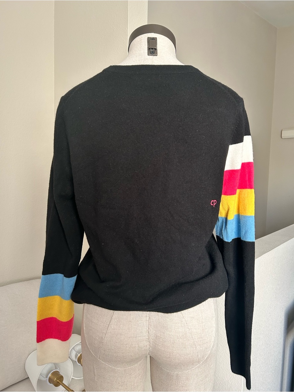 Chinti & Parker Black Sweater with Multicolor 'LOVE' Blocksyy Wool and cashmere - Picture 7 of 11